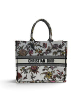 Load image into Gallery viewer, Dior Pre-Owned Medium Book Tote – White Multicolor D‑Floral Embroidery
