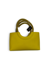 Load image into Gallery viewer, Cult Pre-Owned Gaia Nika Crystal-Embellished Yellow Leather Top Handle Bag

