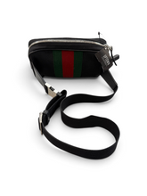 Load image into Gallery viewer, Gucci Pre-Owned Black Canvas Web Stripe Messenger Crossbody Bag
