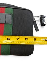 Load image into Gallery viewer, Gucci Pre-Owned Black Canvas Web Stripe Messenger Crossbody Bag
