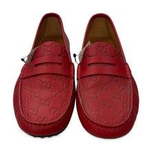 Load image into Gallery viewer, Gucci Pre-Owned Red GG Embossed Driving Loafers - view 1
