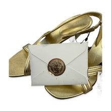 Load image into Gallery viewer, Versace Pre-Owned Gold Medusa Heel Sandals - view 6
